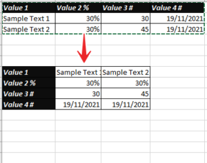 Paste transposed