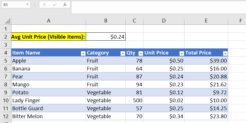 SUBTOTAL=function-values