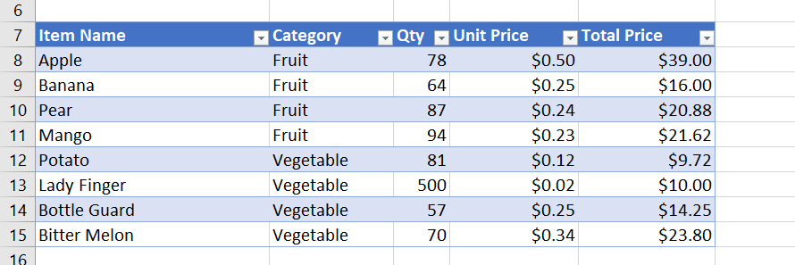 Sub-total-formula-in-excel