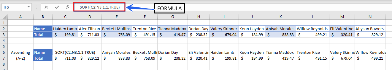 SORT-DESCENDING -ORDER-FORMULA