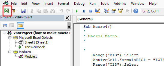 Record Macro Relative References1