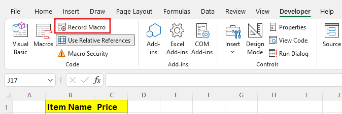 How To Record Macro Use Relative Reference Excel Avon 0866