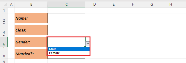 Add data validation drop down list 3