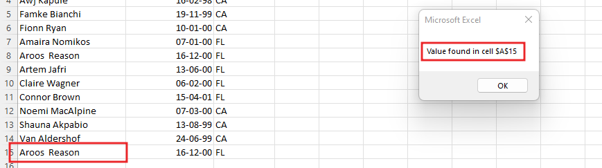 How to use Find Function in Excel VBA3