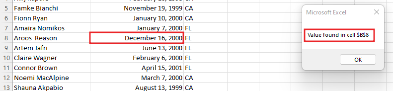 How to use Find Function in Excel VBA9