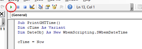 How to Print GMT Time Using Excel VBA2