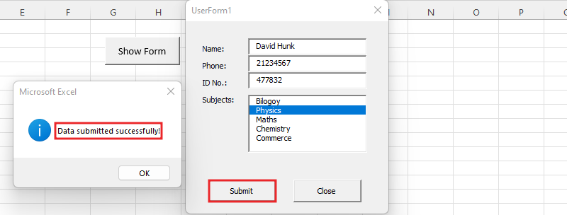 Data Entry with List Box by UserForm in Excel VBA