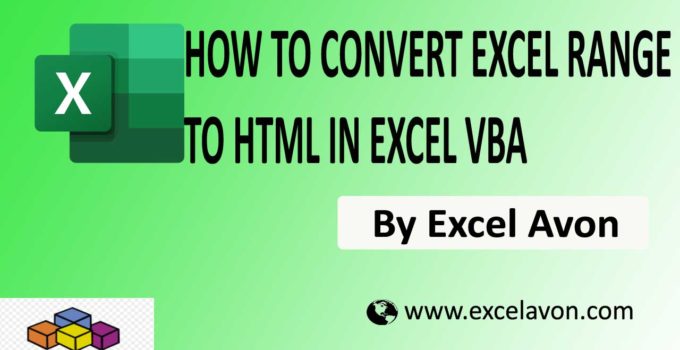 How to Convert Excel Range to Html In Excel VBA