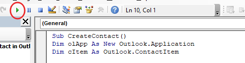 Create contact in outlook 1