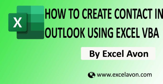 How to Create Contact in Outlook Using Excel VBA