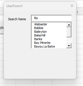 How to make Searchable Dropdown in Userform4