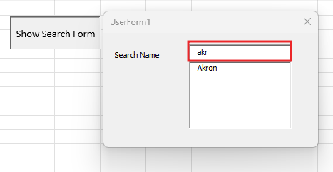 Searchable Dropdown in Userform