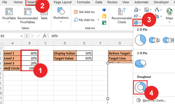 Circle bullet chart in excel7