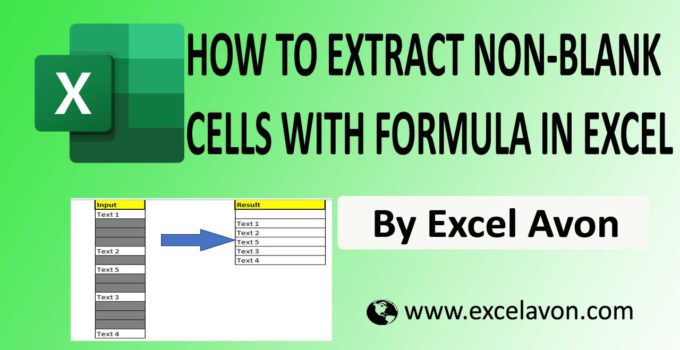 How to Extract non-blank cells with formula in Excel