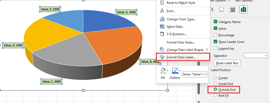 How-to -create 3-d pie chart in Excel 12