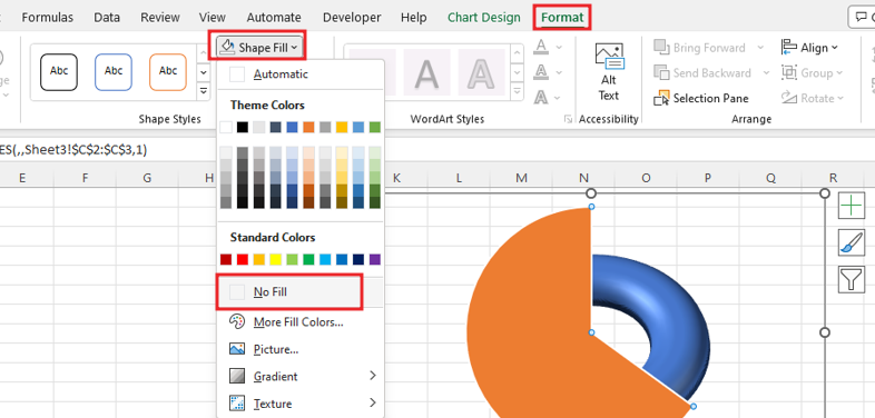 Create 3-D Progress circle chart in Excel16