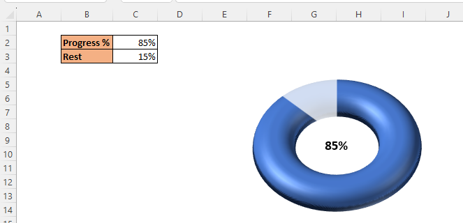 Create 3-D Progress circle chart in Excel20