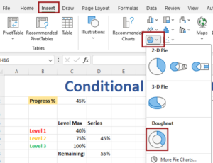 Create Conditional Progress Circle Chart in Excel5