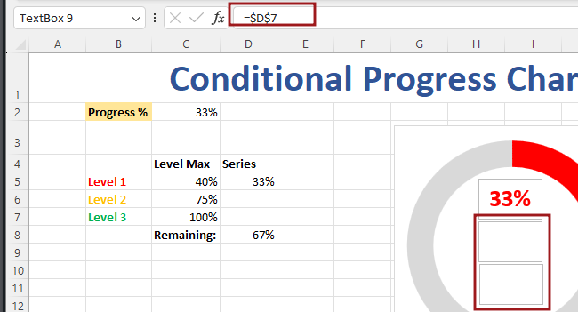 Create Conditional Progress Circle Chart in Excel9