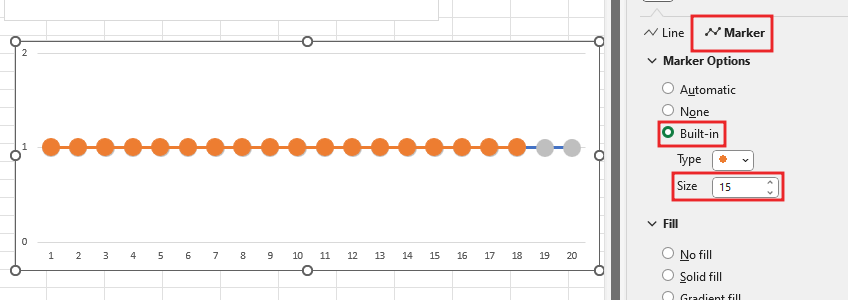 Create Dot Progress chart in Excel 10