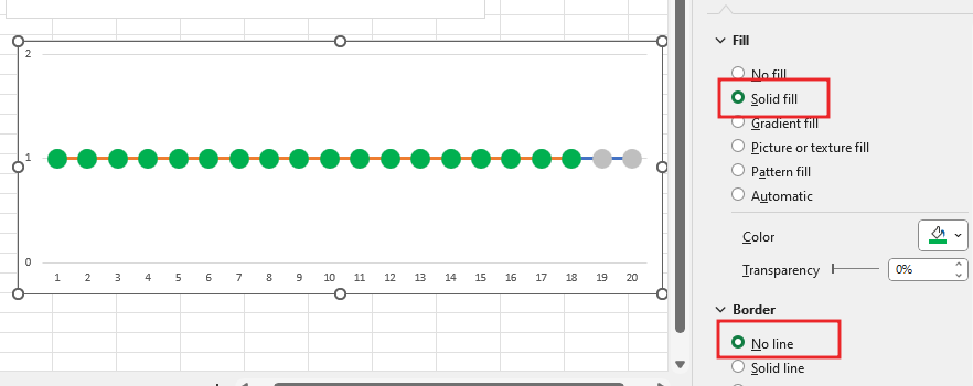 Create Dot Progress chart in Excel 11