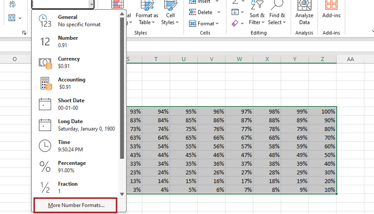 How to Create Waffle chart with the conditional formatting in excel.3