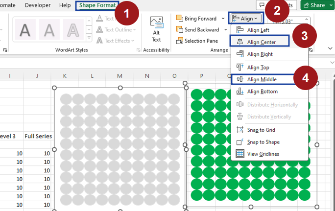 How to create conditional waffle chart in excel44