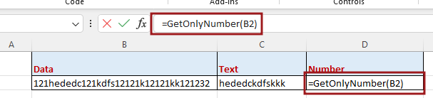 User define function to Separate text & Numbers in Excel VBa5