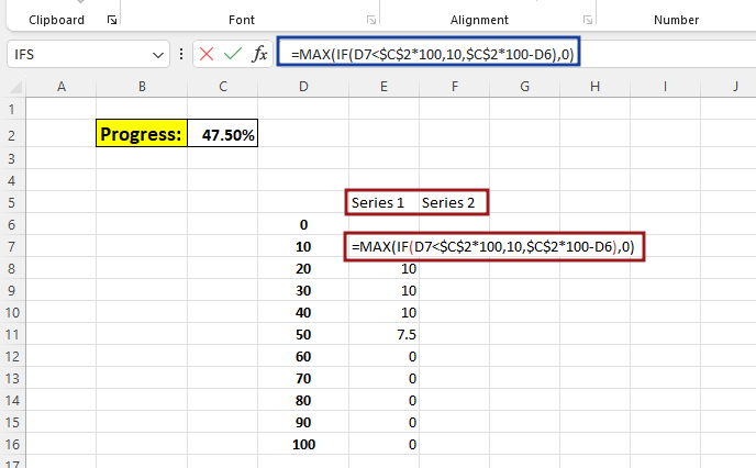 Waffle chart using the Bars chart 3